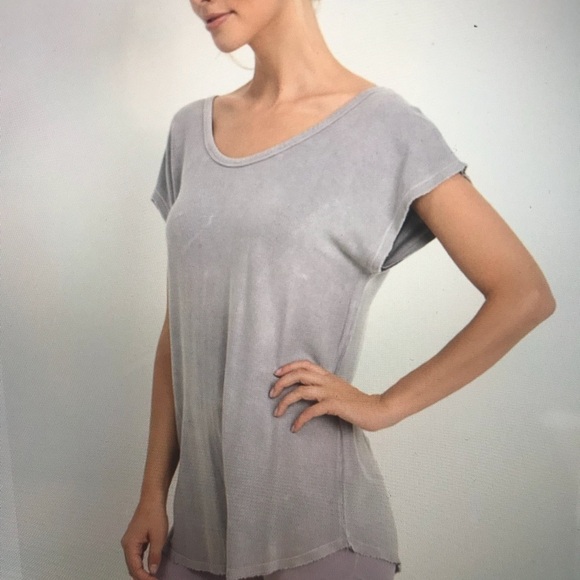 Lavender/gray lattice strap back longer length top - Picture 3 of 8